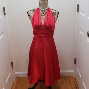 Red halter dress